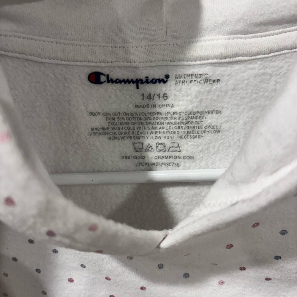 Champion White Hoodie with Colorful Dots Girls 14/16 - Picture 2 of 4